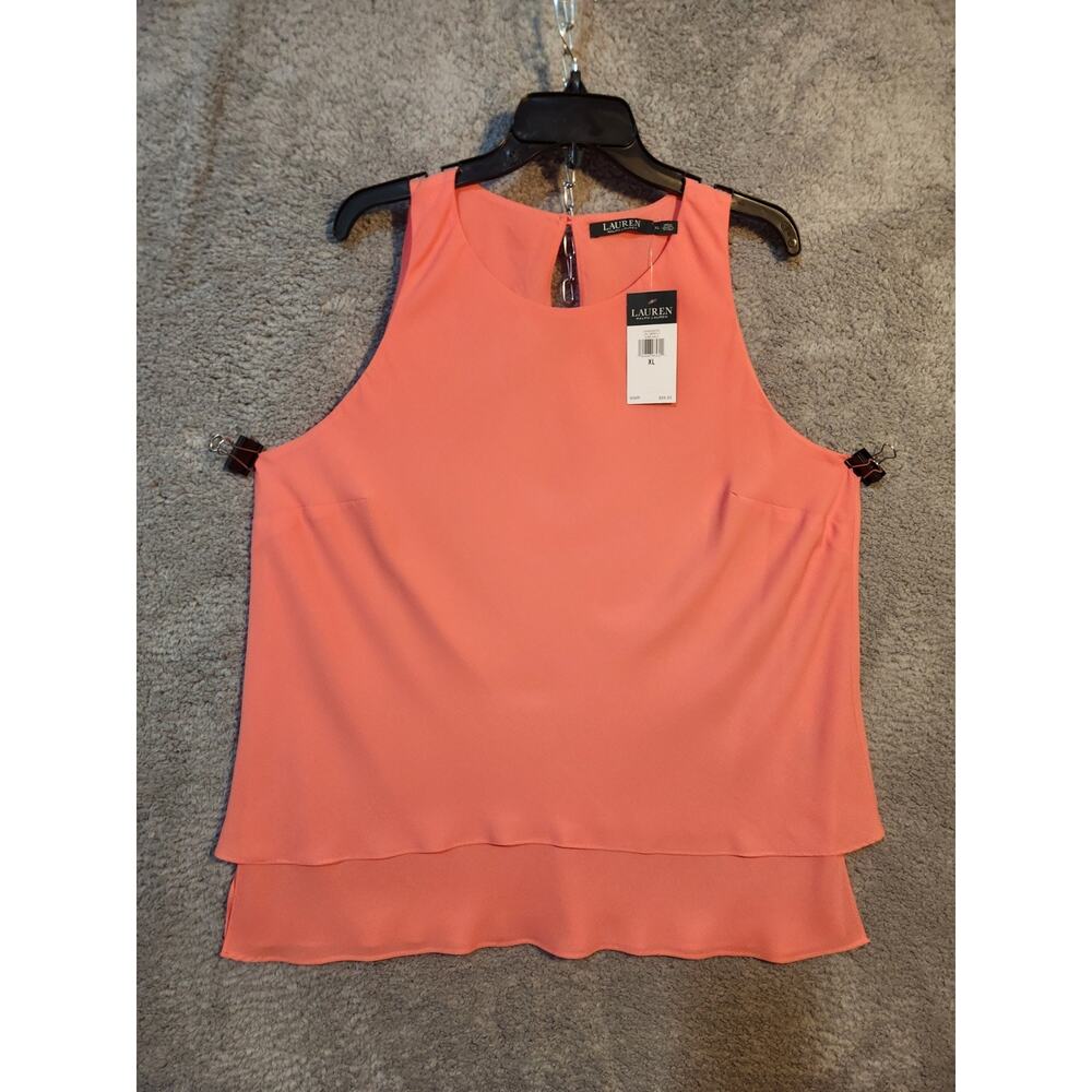 Lauren Ralph Lauren Women's XL Sleeveless Top Summer Peach